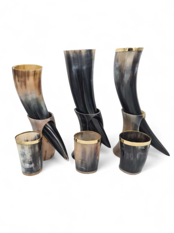 Set pahare corn de bivol , buffalo horn , Nevi and Company
