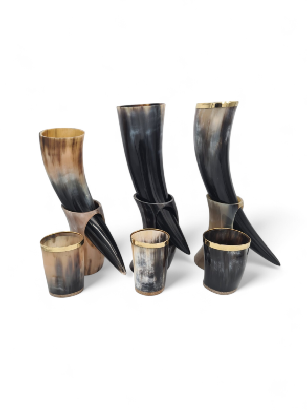 Set pahare corn de bivol , buffalo horn , Nevi and Company